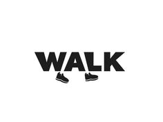 the word walk is written in black and white