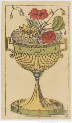 a drawing of flowers in a vase on a table with an ornate border around it