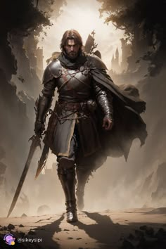 Modern Knight Character Art, Knight Character Art Male, Male Warrior Fantasy Art, Paladin Character Art, Medieval Knight Art, Massive Monster, Knights Medieval, Dnd Paladin