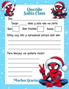 a spiderman christmas letter to santa claus