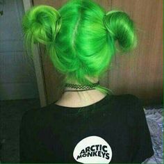 Green Hair, Bright Green, A Woman, Green, Hair, Black