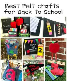 the best felt crafts for back to school are featured in this postcard collage