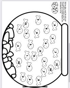 a coloring page with numbers and faces on it