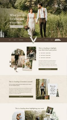 an image of a website page for a wedding photographer