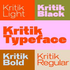 four different types of typefaces are shown in the same font and color scheme