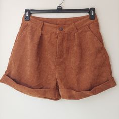 I Never Ended Up Wearing These Shorts After Getting Them. They Have A Cute Wide-Leg, High-Waisted Style, And I Only Wish I Was Still The Size I Was When I Bought Them. Brown Cotton Shorts For Fall, Trendy High Waist Corduroy Shorts, Brown Corduroy Shorts With Pockets, Brown Corduroy Shorts, Brown High-waisted Corduroy Shorts, High Waist Brown Corduroy Shorts, High Waist Corduroy Fall Shorts, High-waist Corduroy Shorts For Fall, Brown High Waist Corduroy Shorts