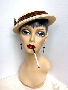 Vintage mannequin head flapper girl art deco bust by studiopink Mannequin Head Art, Flapper Girl Art, Unusual Crafts, Flapper Makeup, Mannequin Diy, Center Peices, Styrofoam Head, Headpiece Diy