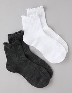 AE Pointelle-Knit Boyfriend Socks 2-Pack Boyfriend Socks, Frilly Socks, White Jeans Men, Aerie Bras, Athletic Fit Jeans, Dream Jeans, Jean Trends, Curvy Jeans, Costume Shop