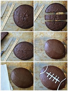 step by step instructions on how to make chocolate football cookies