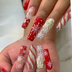 Red And Green Christmas Nails, Holiday Nail Set, Green Christmas Nails, Christmas Nail Art Easy, Excited For Christmas, Red And Green Christmas, Christmas Nails Acrylic, Nails 2024, Xmas Nails