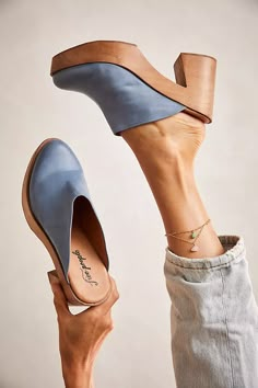 Mules + Clogs | Heeled + Wedge Mules | Free People Wfh Wardrobe, Female Hustler, Bank Job, Platform Clogs, Walk This Way, Wooden Heel, Leather Clogs, Fashion Sandals, Crazy Shoes