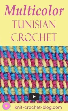 the multicolored crochet is shown with text overlay that reads, multicolor