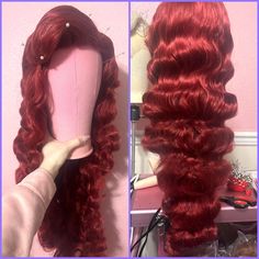 High density hair, highest quality fibers Mermaid Princess wig! This is a non-lace front hairline a.k.a. hard front hairline, wig features beautiful bouncy curls, sturdy bangs, versatile cap with adjustable sizing and stretchy base. Luke comes in three colors including Auburn red, wine red, animation red. If you need another color, please message me! Ships on a Styrofoam head! High Density Hair, Styrofoam Head, Auburn Red, Bouncy Curls, Mermaid Princess, Wine Red, Auburn, Lace Front, Red Wine