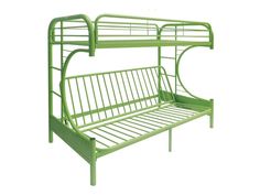 Eclipse Green Bunk Bed (Twin/Full/Futon) - Ornate Home Twin Futon, Contemporary Bunk Beds, Twin Full Bunk Bed, Futon Bunk Bed, Convertible Couch, Metal Bunk Beds, Full Bunk Beds, Top Beds, Futon Bed