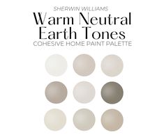 the cover of warm neutral earth tones by shewin williams, featuring six different shades of gray