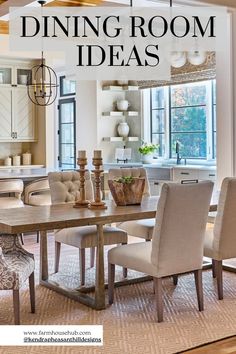 Dining Room Ideas Rustic Wood Table, Cozy Rug, Statement Light Fixture