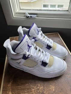 Size 10 - Jordan 4 Retro Mid Purple Metallic Jordan 4 Purple, Purple Metallic, Jordan 4 Retro, Athletic Shoes, Men's Shoes, Jordan, Shoe Accessories, Mens Accessories, Size 10