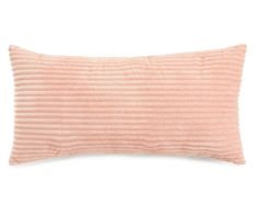 a pink pillow with pleated edges on a white background, it is soft and plush