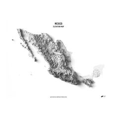 a black and white photo of the map of mexico