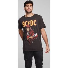 This AC/DC concert t-shirt, by Chaser, is from the band's 1996 Ballbreaker Tour which was performed to support the Ballbreaker album. Consisting of 5 legs, the tour was considered a success for the band. Made from 100% black cotton, our tee spotlights an image of guitarist, Angus Young, underneath the AC/DC logo, on the front, while the back shows his shoe, with the British flag, and the North American Ballbreaker Tour cities and dates. #acdc #chaserbrand #mensfashion #bandtees #rockerrags Ac Dc Tshirt, Ac Dc Logo, Acdc Logo, Dc Logo, Acdc Shirt, Rock Clothing, Angus Young