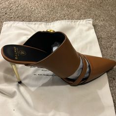 Balmain Brand Size 40 Size Luxury Slip-on Heels With Heel Strap, Balmain Shoes, Shoes Heels Classy, Heels Classy, Hot Shoes, My Birthday, New Shoes, Shoes Women Heels, Shoes Heels