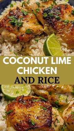 coconut lime chicken and rice on a plate