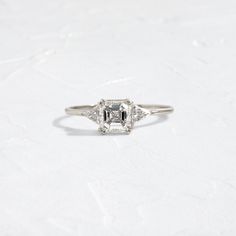 |14k White Gold Three Stone Asscher Engagement Rings, Asscher Three Stone Engagement Ring, Asher Ring, Asher Cut Engagement Ring, Ascher Cut Diamond Engagement Ring, Engagement Rings Asscher, Asher Cut Diamond, Engagement Ring Asscher, Asscher Cut Engagement Ring