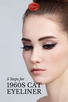 Classic Cat Eye Makeup, Pinup Eye Makeup, Modern Pinup Makeup, 1950s Eyeliner, Classic Hollywood Makeup Tutorial, Beatnik Makeup, Cat Eye Tutorial Step By Step, Eyeliner Tutorial Step By Step, 1960s Makeup Eyes