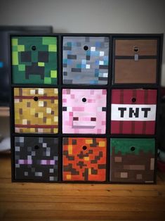 some boxes that are made to look like minecraft characters