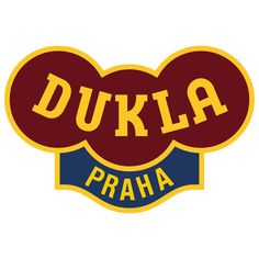 the logo for dukka praha is shown in red, yellow and blue