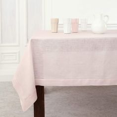 PRICES MAY VARY. 100% Pure European Flax Linen Tablecloth - Classic Hemstitch | Handcrafted By Skilled Artisans Size - 60 x 120 Inch; Color - Pink | Available in Variety of Sizes and Colors Easy Care - Machine Washable, Low Iron as Needed, Steam Iron for a crisp look. The beauty of each pure linen piece is the natural fibers and classic aesthetic that mellows with each washing, betters with age and requires minimal care Like all fine linens and textiles, each batch of our linen is different and Yellow Tablecloth, Dining Tablecloth, Pink Tablecloth, Black Tablecloth, Red Tablecloth, Table Runner Size, Blue Tablecloth, Linen Lights, Tablecloth Sizes