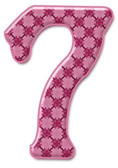 the number seven in pink with flowers on it's back and side, as well as