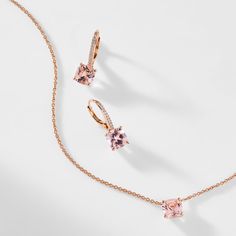 BRIDESMAIDS PINK STONE NECKLACE AND EARRING SET Rose Gold Jewelry Necklace, Bridesmaids Pink, Pink Stone Necklace, Pink Jewelry Set, Soft And Feminine, Necklace And Earring Set, Pink Gemstones, Rose Gold Jewelry, Pink Stone