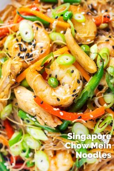 stir fry with shrimp, vegetables and sesame seeds