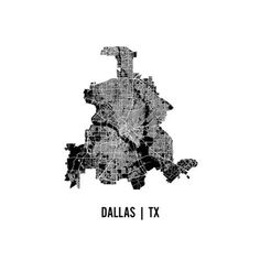 a black and white map of dallas, texas