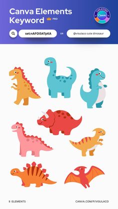 a computer screen with an image of different types of dinosaurs on it and the words canva