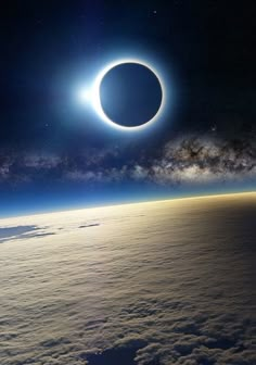 an eclipse is seen over the earth from space