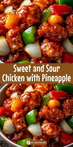 Savor the delightful combination of sweet and sour chicken, featuring juicy pineapple, vibrant bell peppers, and a zesty homemade sauce. An ideal choice for a delicious dinner! Sweet And Sour Chicken With Pineapple And Peppers, Sweet And Sour Sauce Without Pineapple, Easy Recipes With Bell Peppers, Chili Pepper Chicken Hawaiian, Pineapple Dishes Dinners, Sweet And Sour Chicken With Pineapple, Sweet And Sour Pineapple Chicken, Yellow Bell Pepper Recipes, Dinner Ideas Chinese