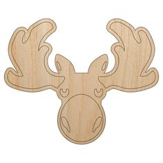 a wooden cutout of a moose's head