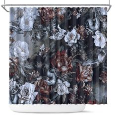 skulls-roses-and-white-snakes-shower-curtain White Snakes, Fabric Set, Skulls And Roses, Metal Hooks, Curtain Hooks, Curtain Panels, Snakes, Panel Curtains, Budget Friendly