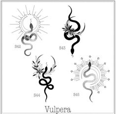 four different types of serpent tattoos