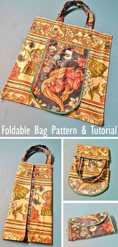 Fold-Up Eco-Bag Tutorial + Pattern Foldable Bag Diy, Fold Up Tote Bag Pattern, Folding Bags Diy, Folding Bag Pattern, Fabric Shopping Bag, Foldable Tote Bag Pattern, Foldable Bag Pattern, Foldable Shopping Bag Pattern, Handmade Bags Diy How To Make