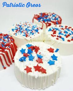 patriotic cakes with red, white and blue frosting