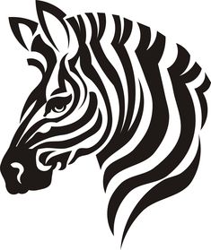 a zebra's head is shown in black and white