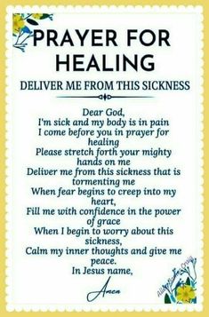 a poem written in blue ink on white paper with the words prayer for healing deliver me from this sickness