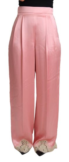 Dolce & Gabbana Silk Blend Satin Wide-Leg Pants in Women's Pink Wide Legs Pants, Designer Outlet, Dolce E Gabbana, Pantalon Large, Wide Legs, Fashion Outlet, Large Fashion, Dolce & Gabbana, Pink Lace