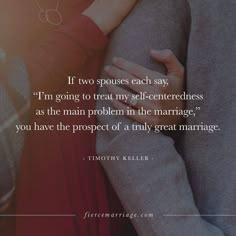 two people holding each other's hands with the caption if two squares each say, i'm going to treat my self - centeredness as the main problem in the marriage