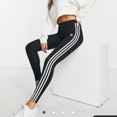 Never Worn Size Small Adidas Logo Is Embroidered, Not Stamped! Three White Stripes Along Legs Super Comfy, High Quality No Pills Smoke Free Home Make An Offer Adidas Leggings, Adidas Outfit, Workout Outfit, Striped Leggings, Adidas Pants, Adidas Logo, Black Adidas, Colorful Leggings, Adidas Women