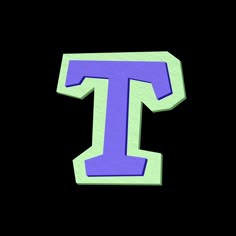 the letter t is purple and green