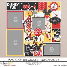 a page with mickey mouse pictures and the words magic of the mouse quickpage 4